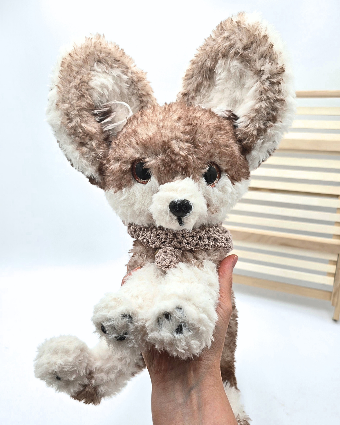 Faux Fur Enek the Fennec – Handmade Crochet Plush