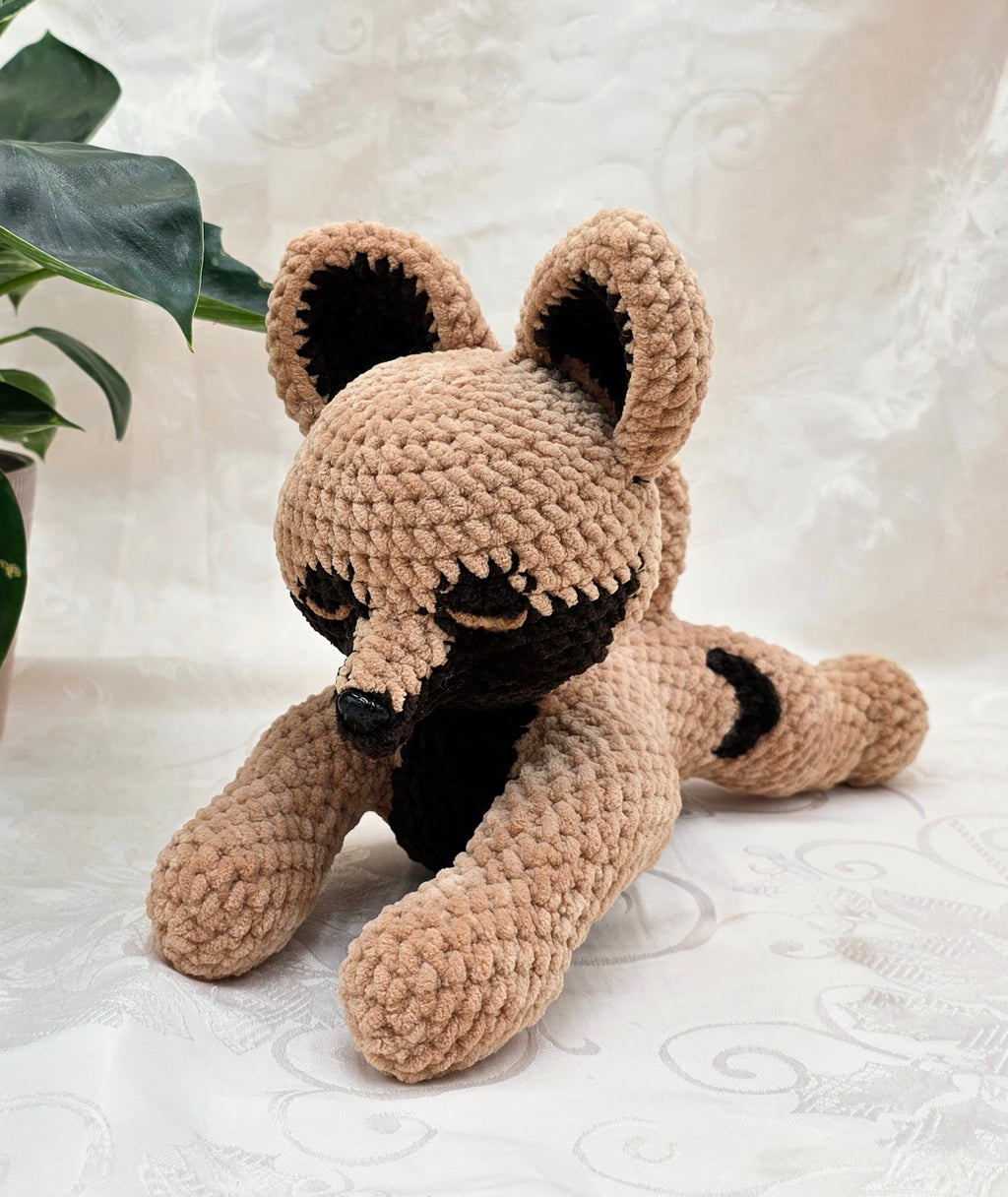 Brown Sploot Wolf Plush 🐺 | Handmade Crochet Wolf
