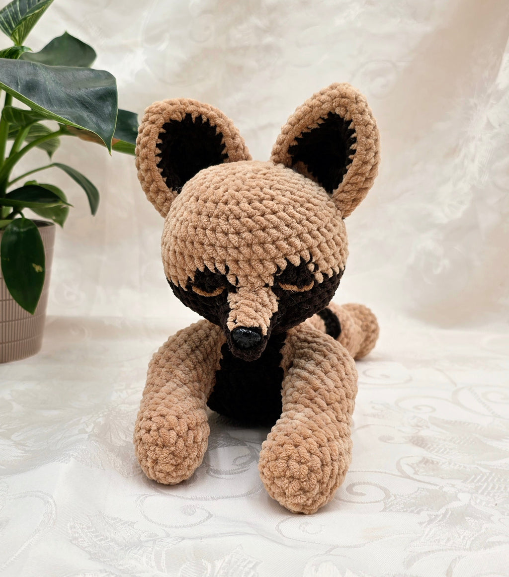 Brown Sploot Wolf Plush 🐺 | Handmade Crochet Wolf