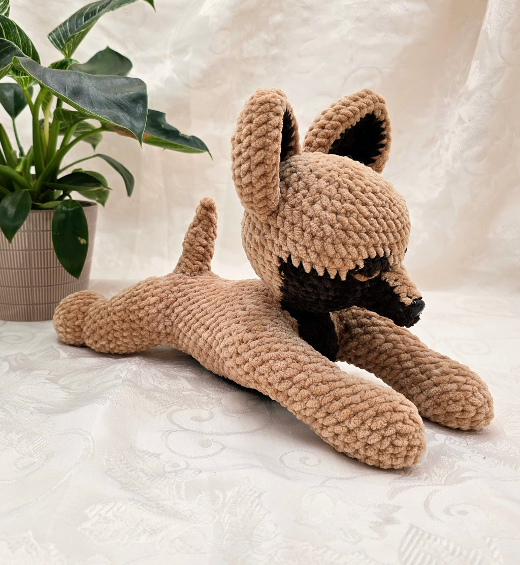 Brown Sploot Wolf Plush 🐺 | Handmade Crochet Wolf