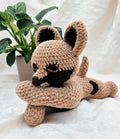 Brown Sploot Wolf Plush 🐺 | Handmade Crochet Wolf
