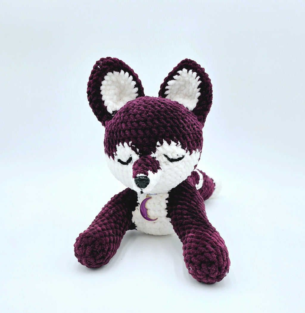 Plum Sploot Wolf Plush 🐺 | Handmade Crochet Wolf