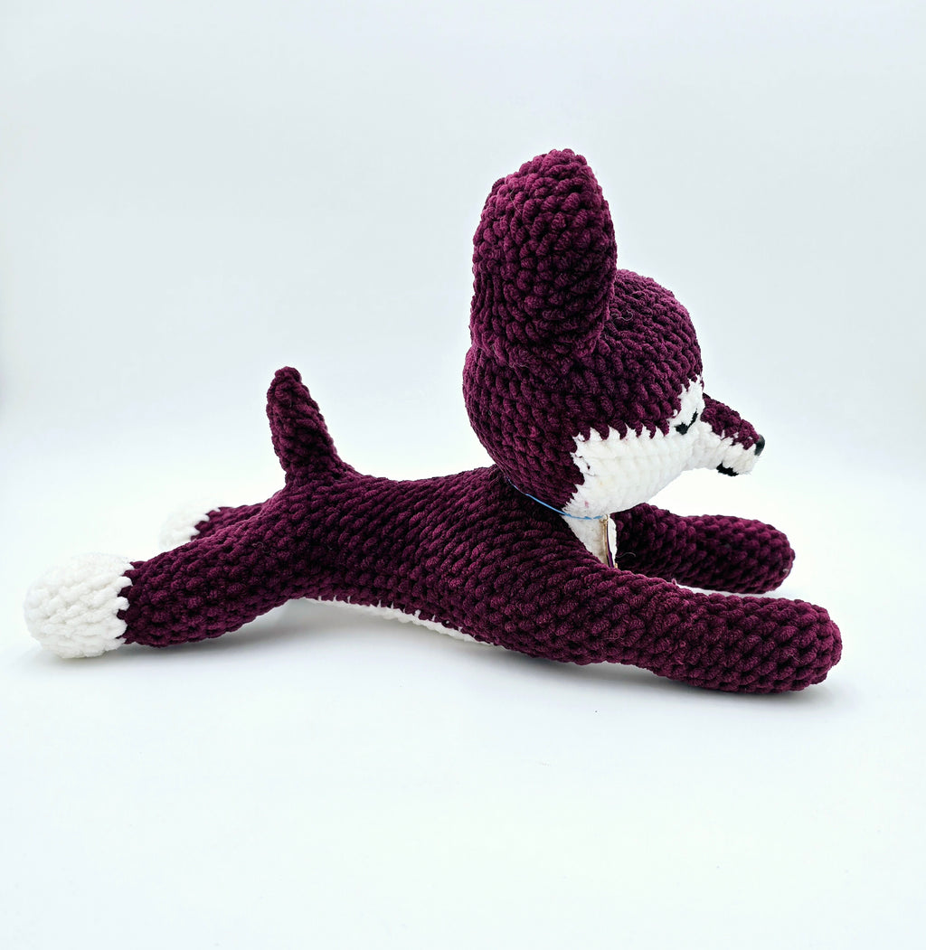 Plum Sploot Wolf Plush 🐺 | Handmade Crochet Wolf