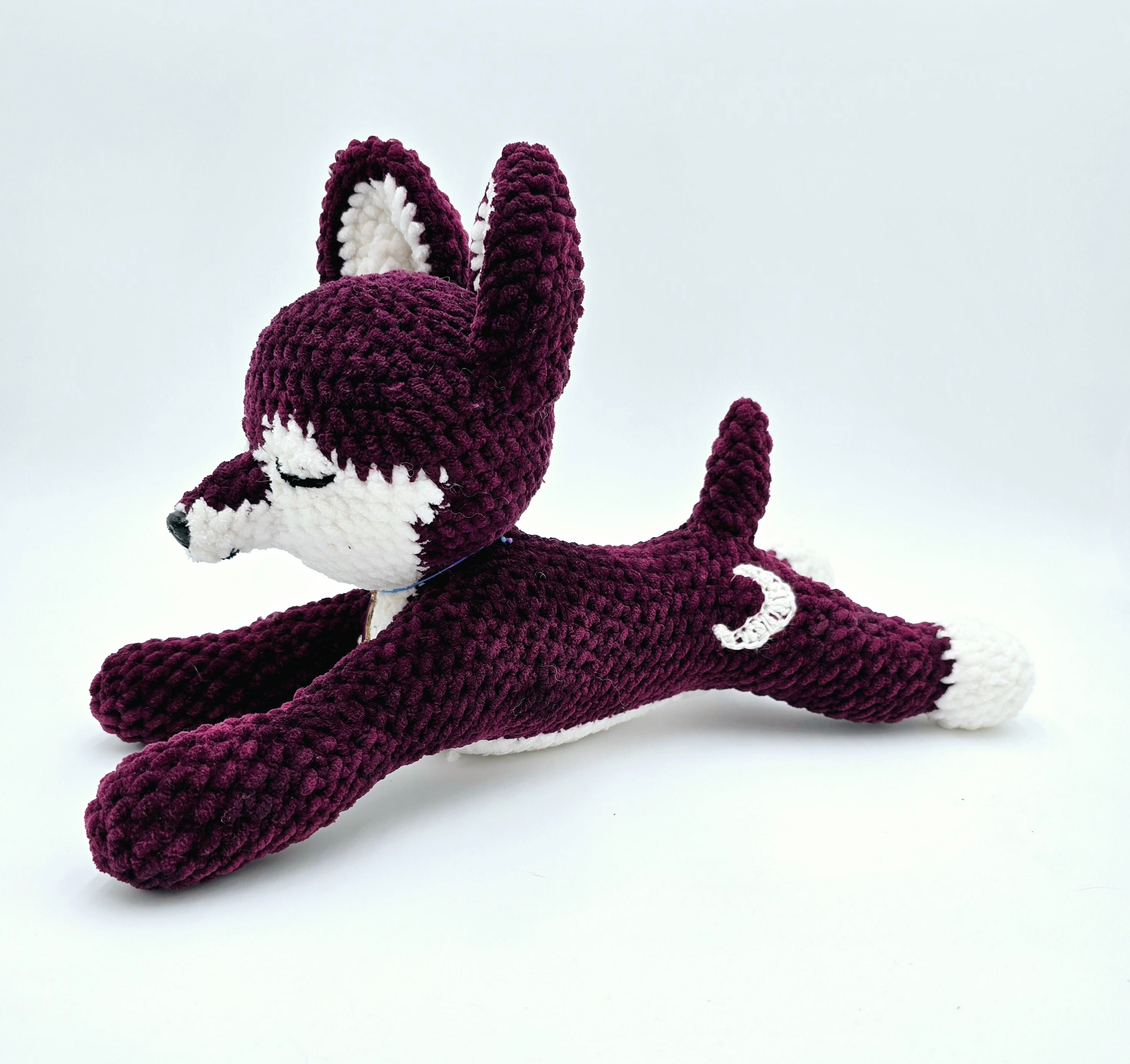 Plum Sploot Wolf Plush 🐺 | Handmade Crochet Wolf
