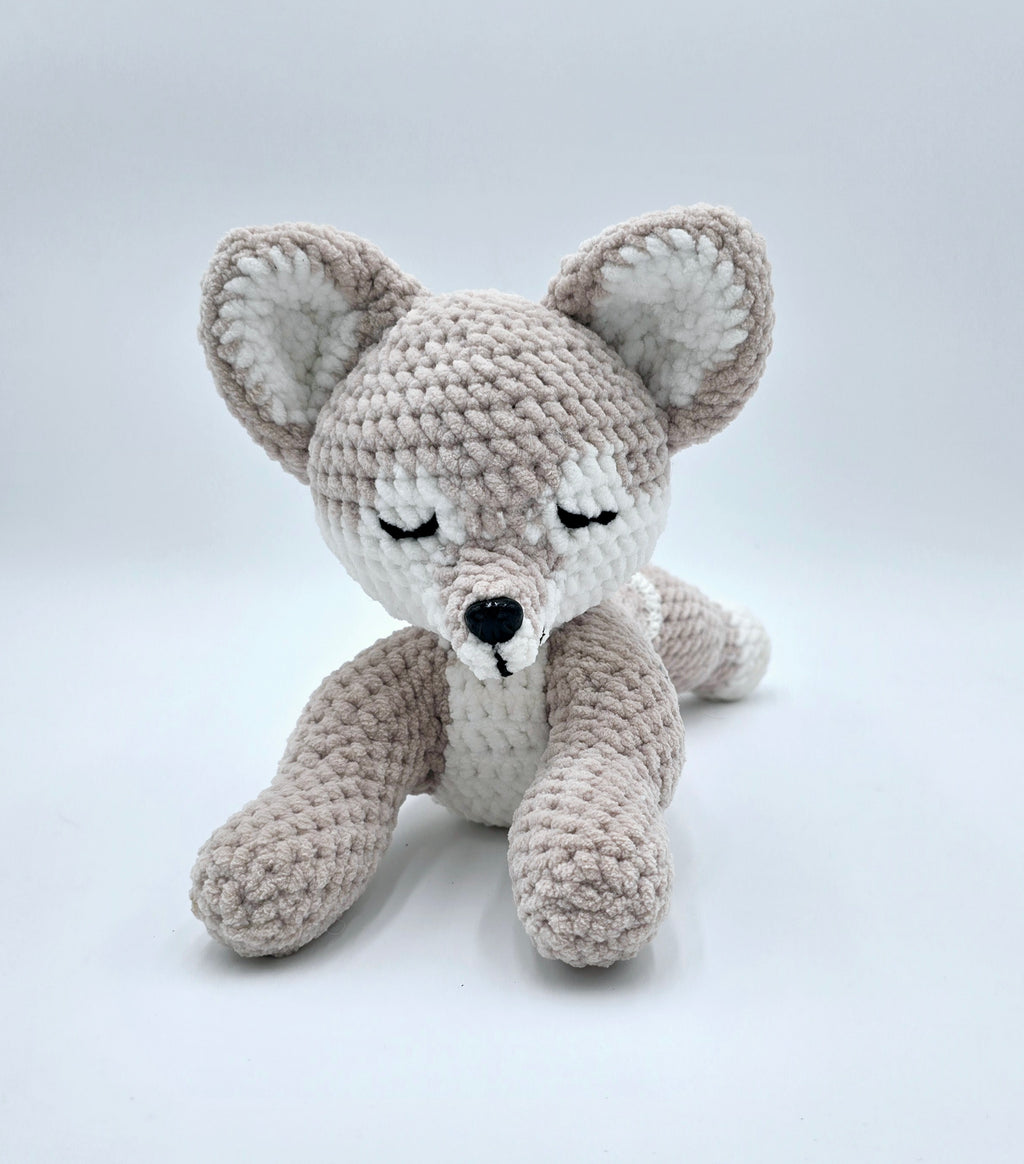 Sleepy Wolf Plush 🐺🌙 | Handmade Crochet Plush