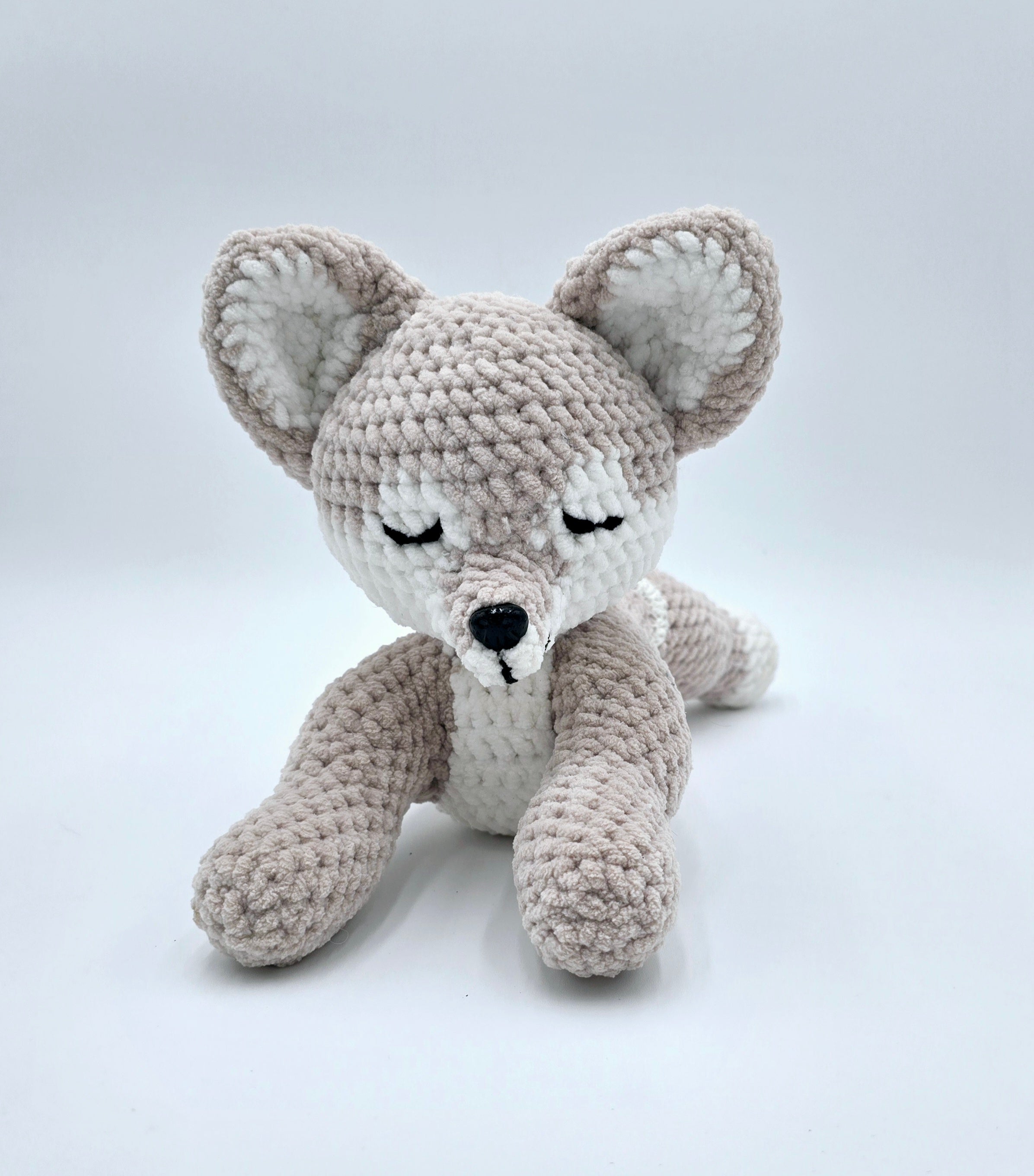 Sleepy Wolf Plush 🐺🌙 | Handmade Crochet Plush