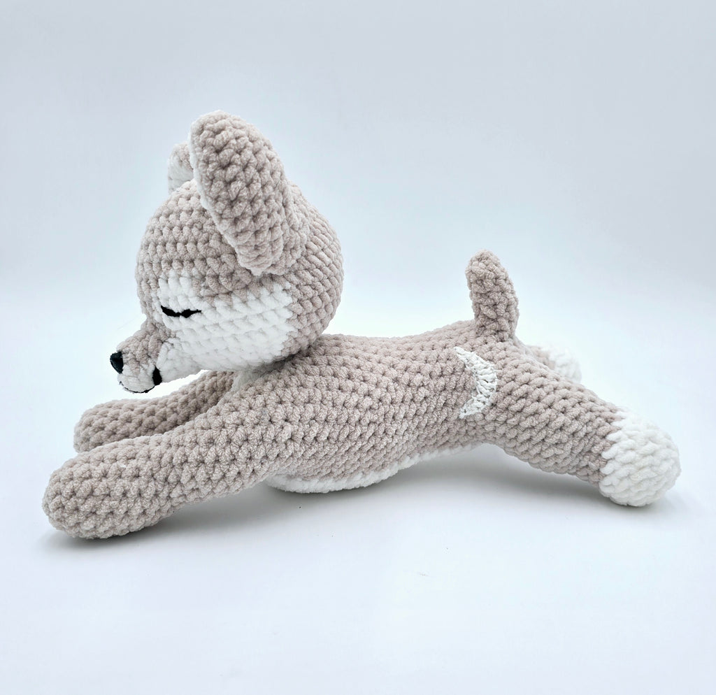Sleepy Wolf Plush 🐺🌙 | Handmade Crochet Plush