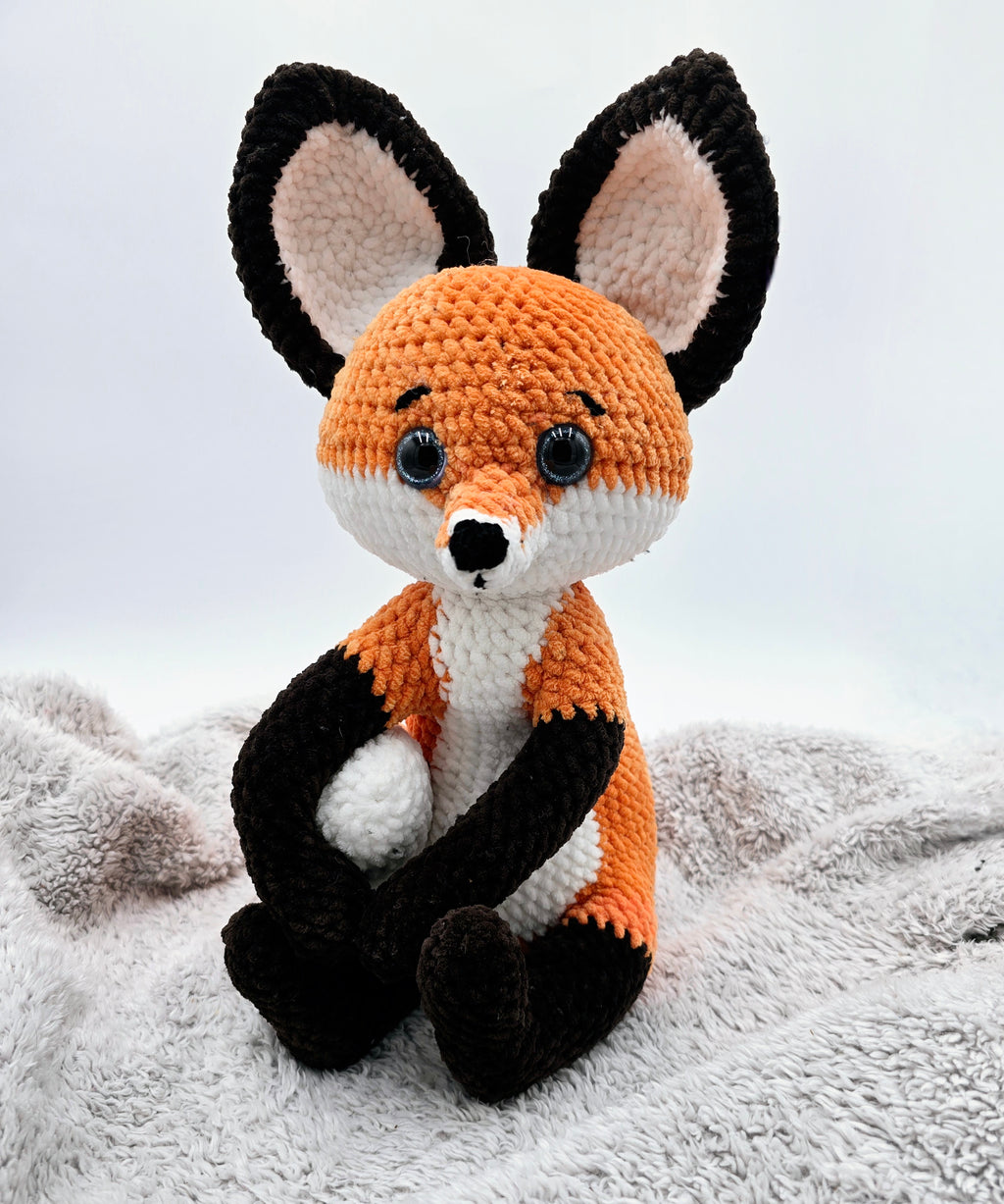 Handmade Crochet Fox Plush with Removable Scarf