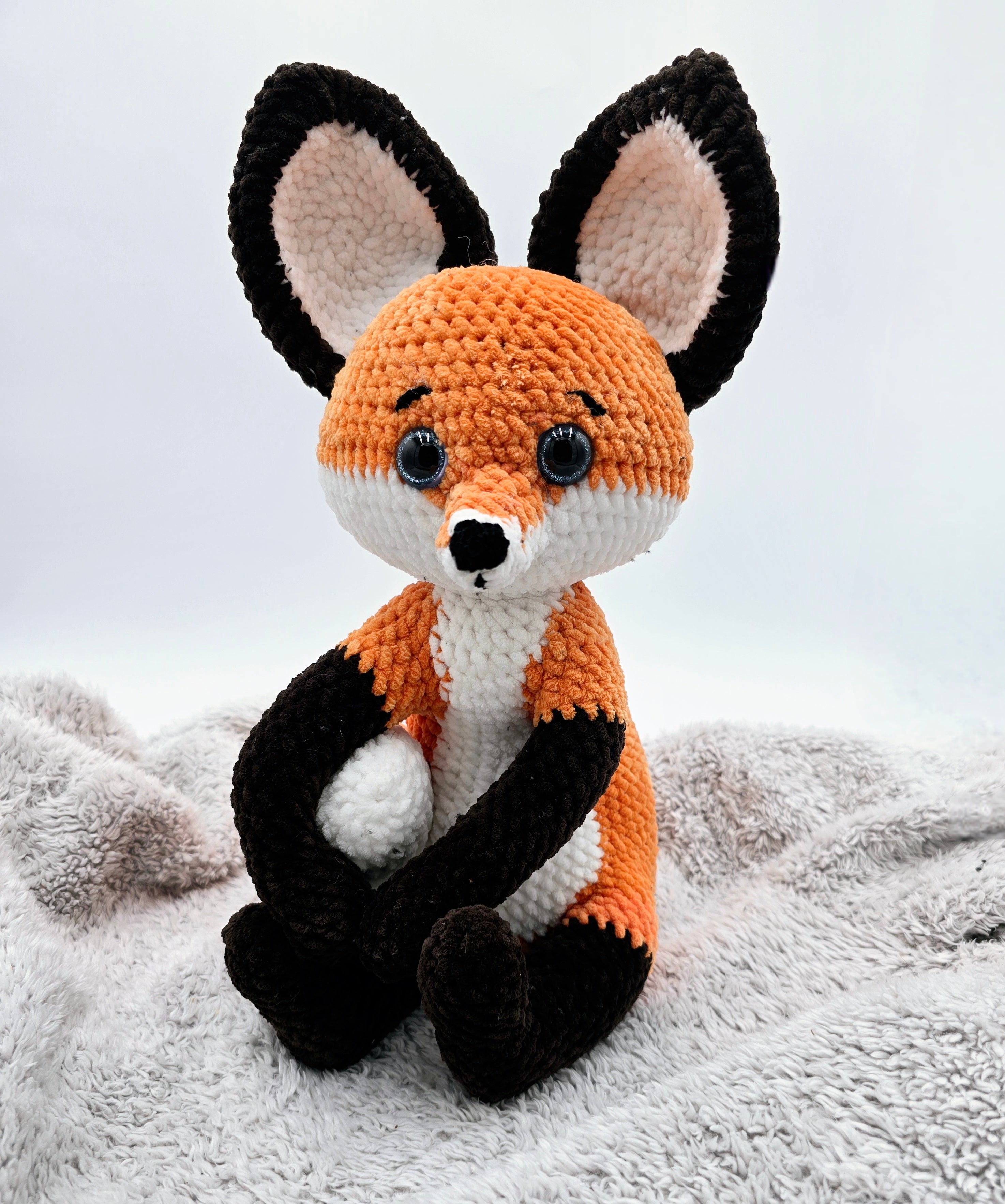 Handmade Crochet Fox Plush with Removable Scarf