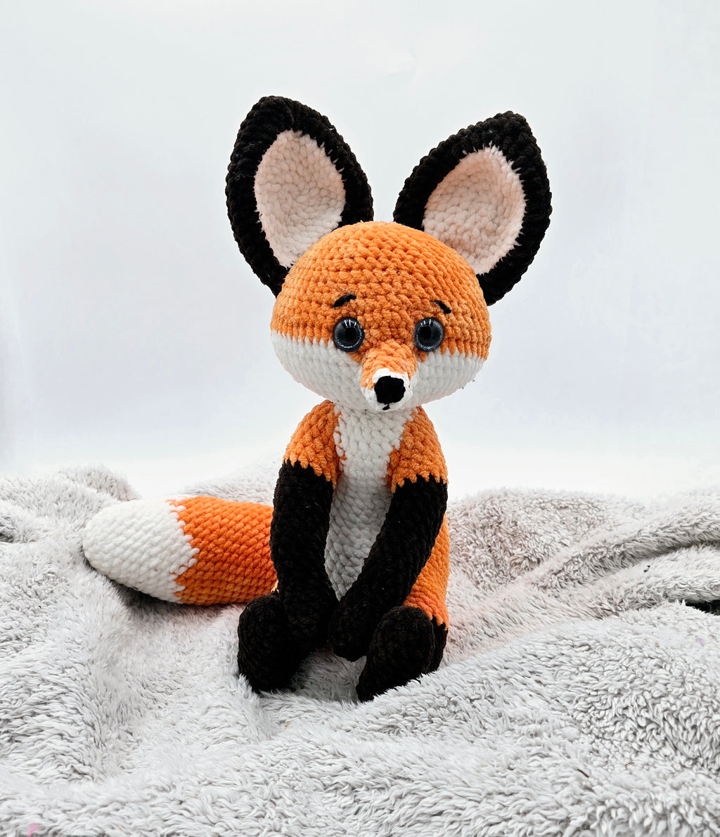 Handmade Crochet Fox Plush with Removable Scarf