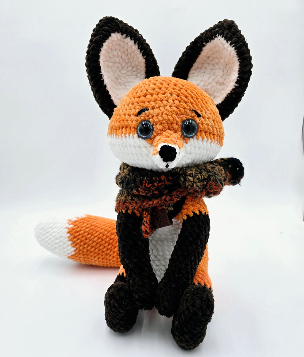 Handmade Crochet Fox Plush with Removable Scarf