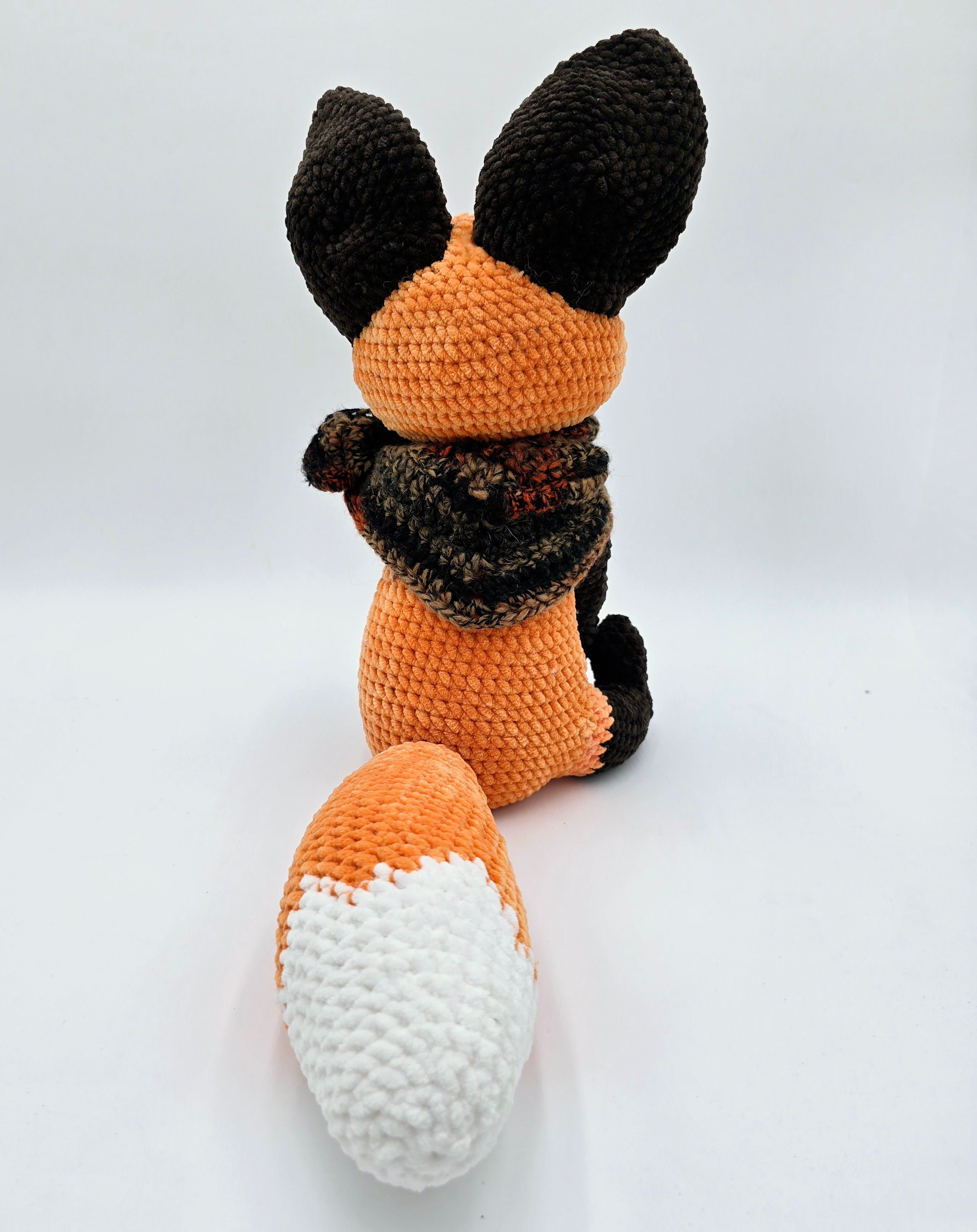 Handmade Crochet Fox Plush with Removable Scarf