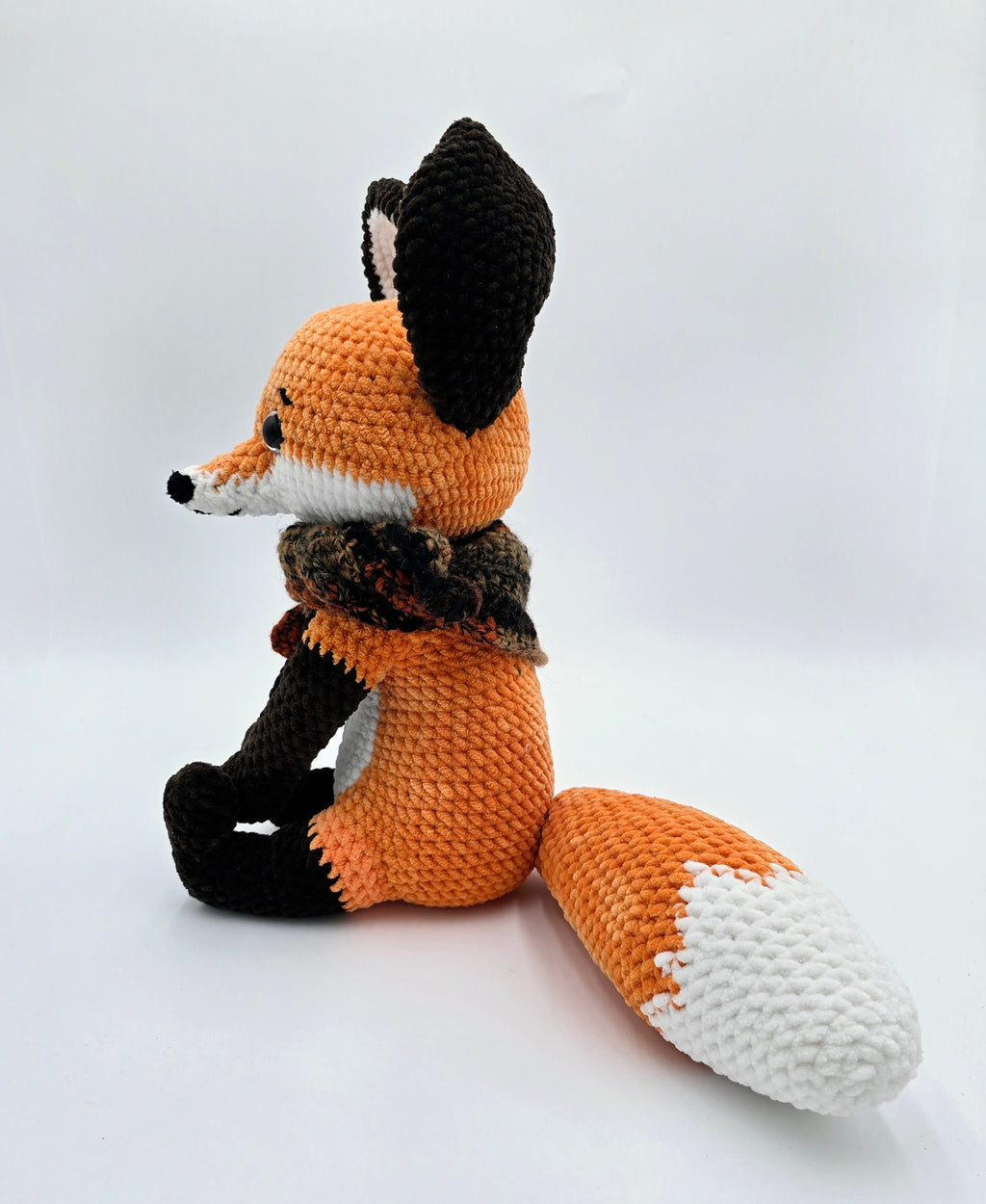 Handmade Crochet Fox Plush with Removable Scarf