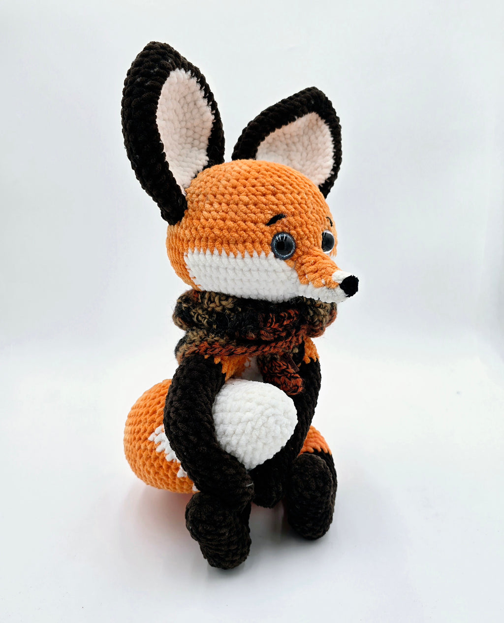 Handmade Crochet Fox Plush with Removable Scarf