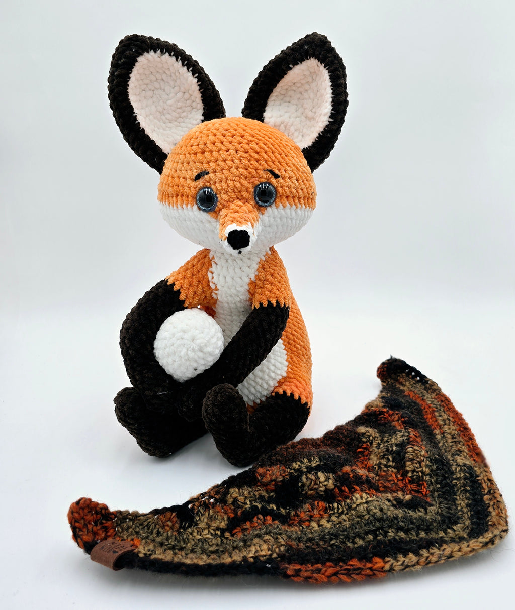 Handmade Crochet Fox Plush with Removable Scarf