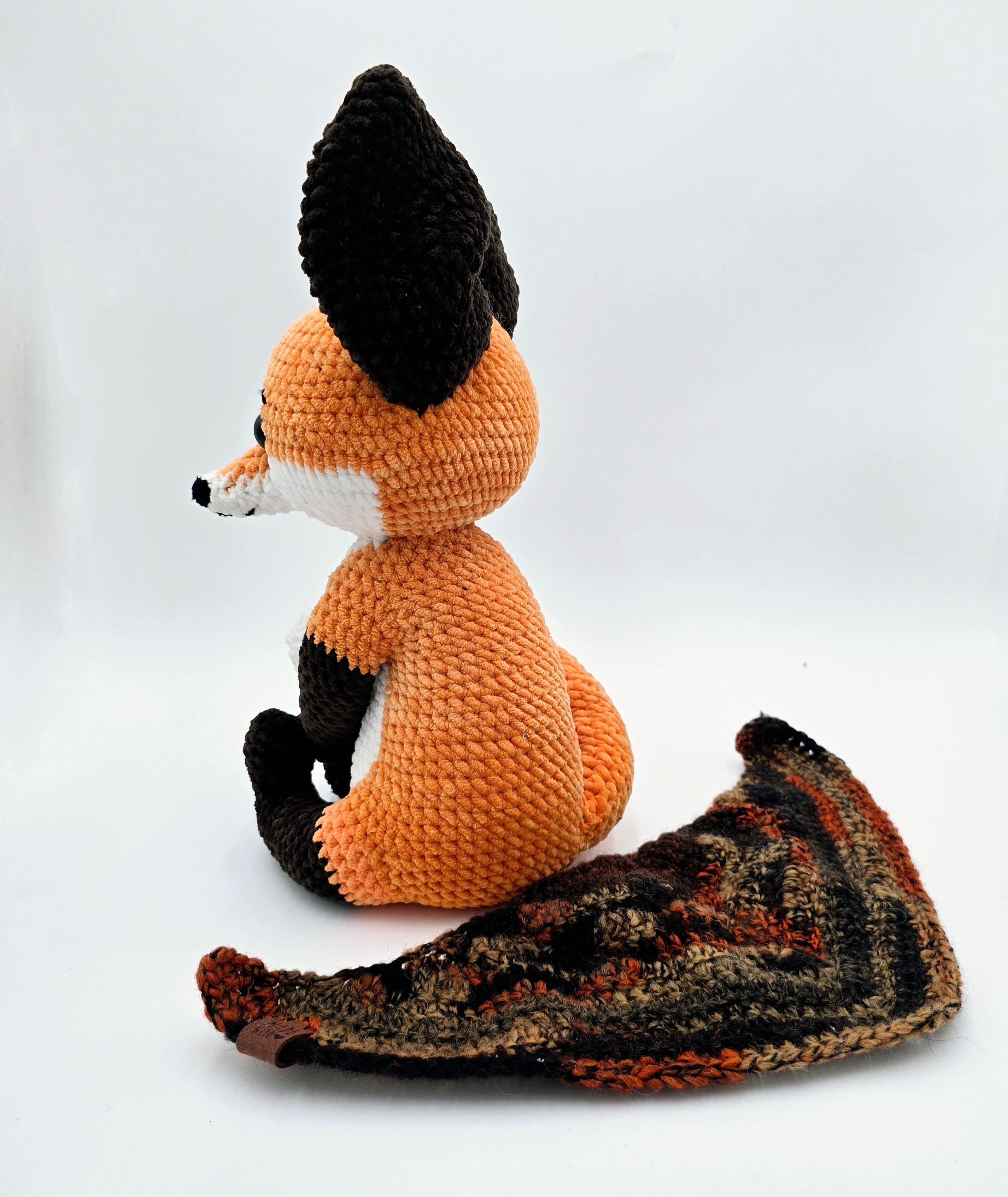 Handmade Crochet Fox Plush with Removable Scarf