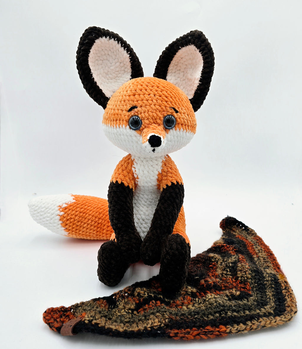 Handmade Crochet Fox Plush with Removable Scarf