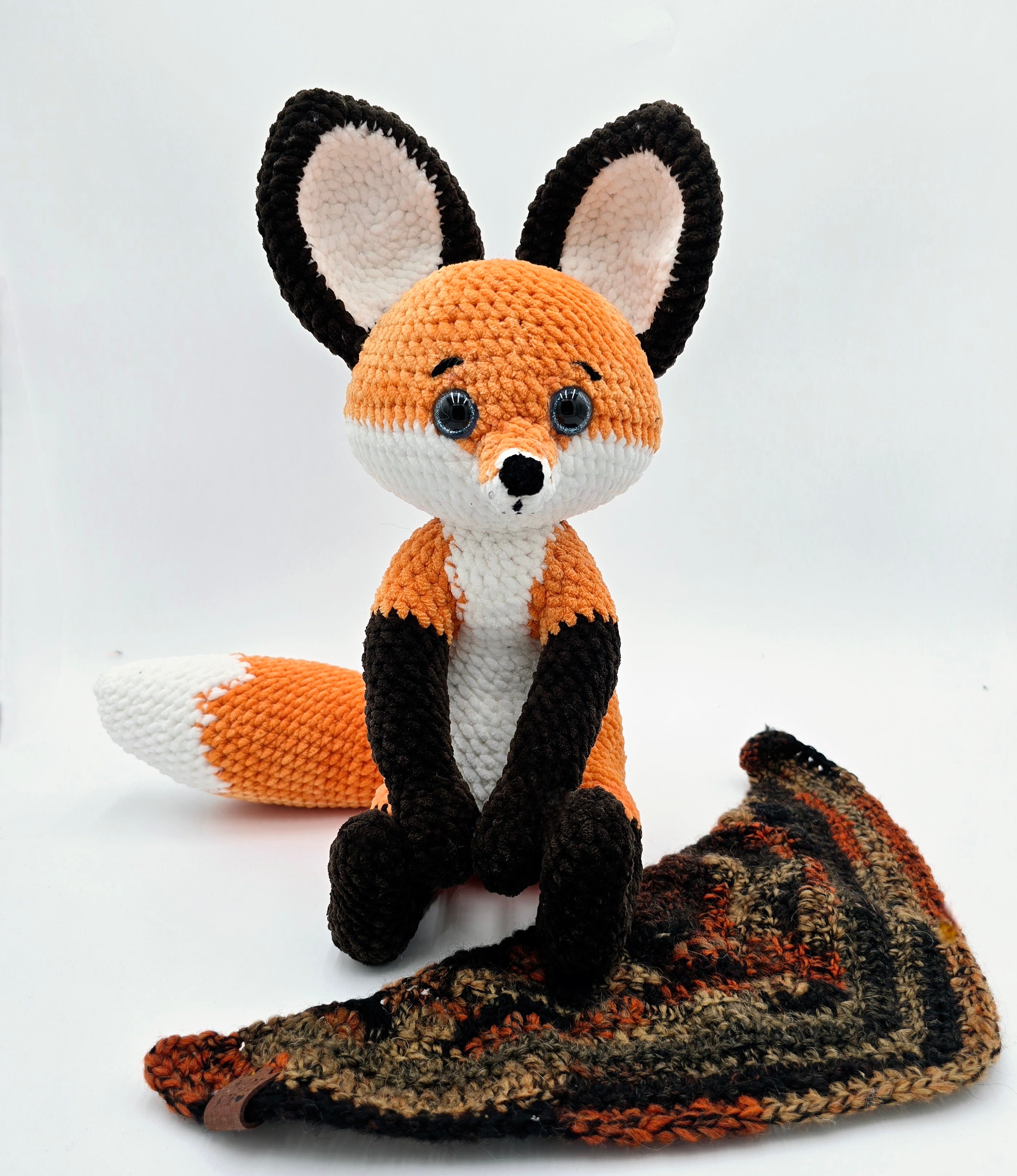 Handmade Crochet Fox Plush with Removable Scarf