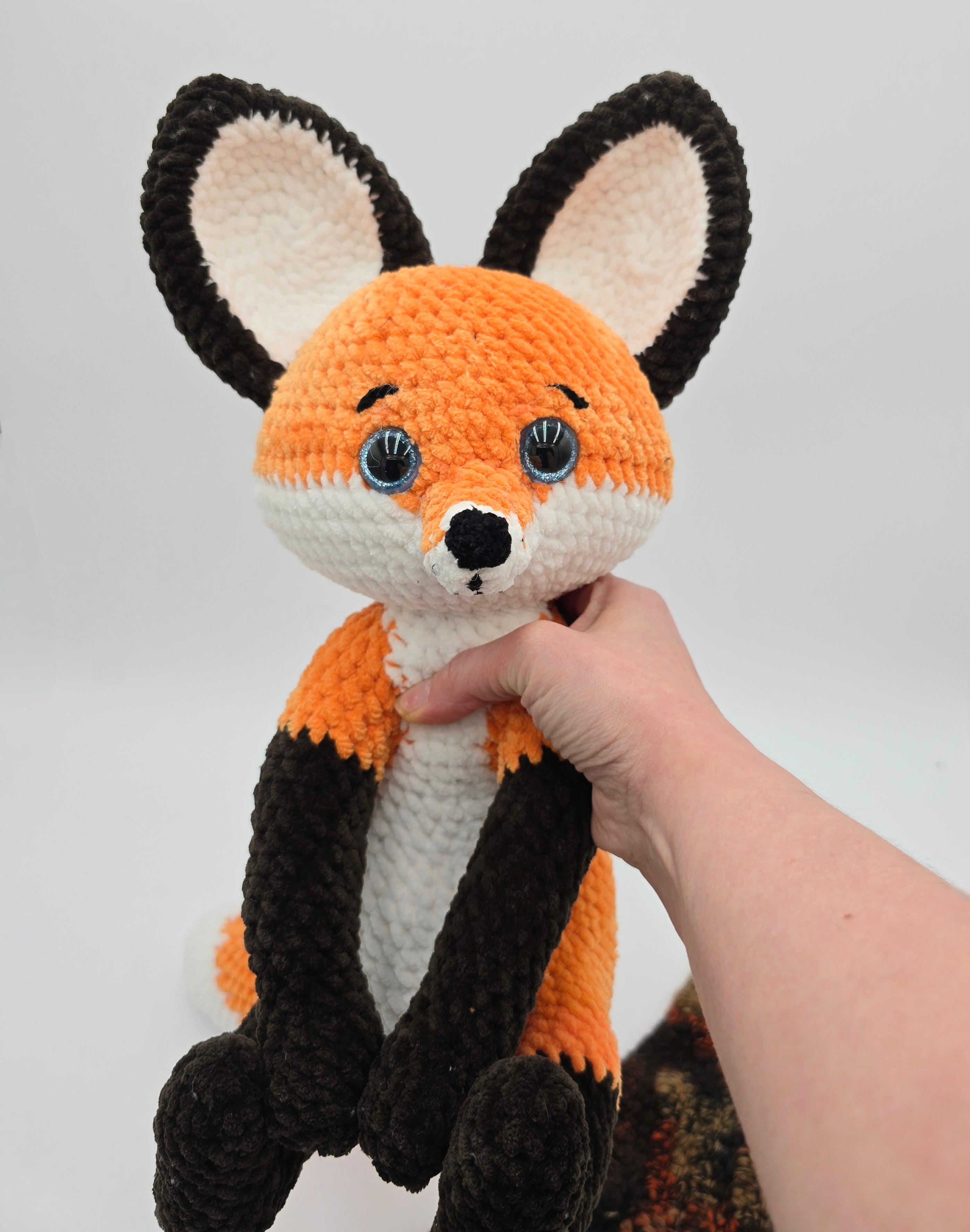 Handmade Crochet Fox Plush with Removable Scarf