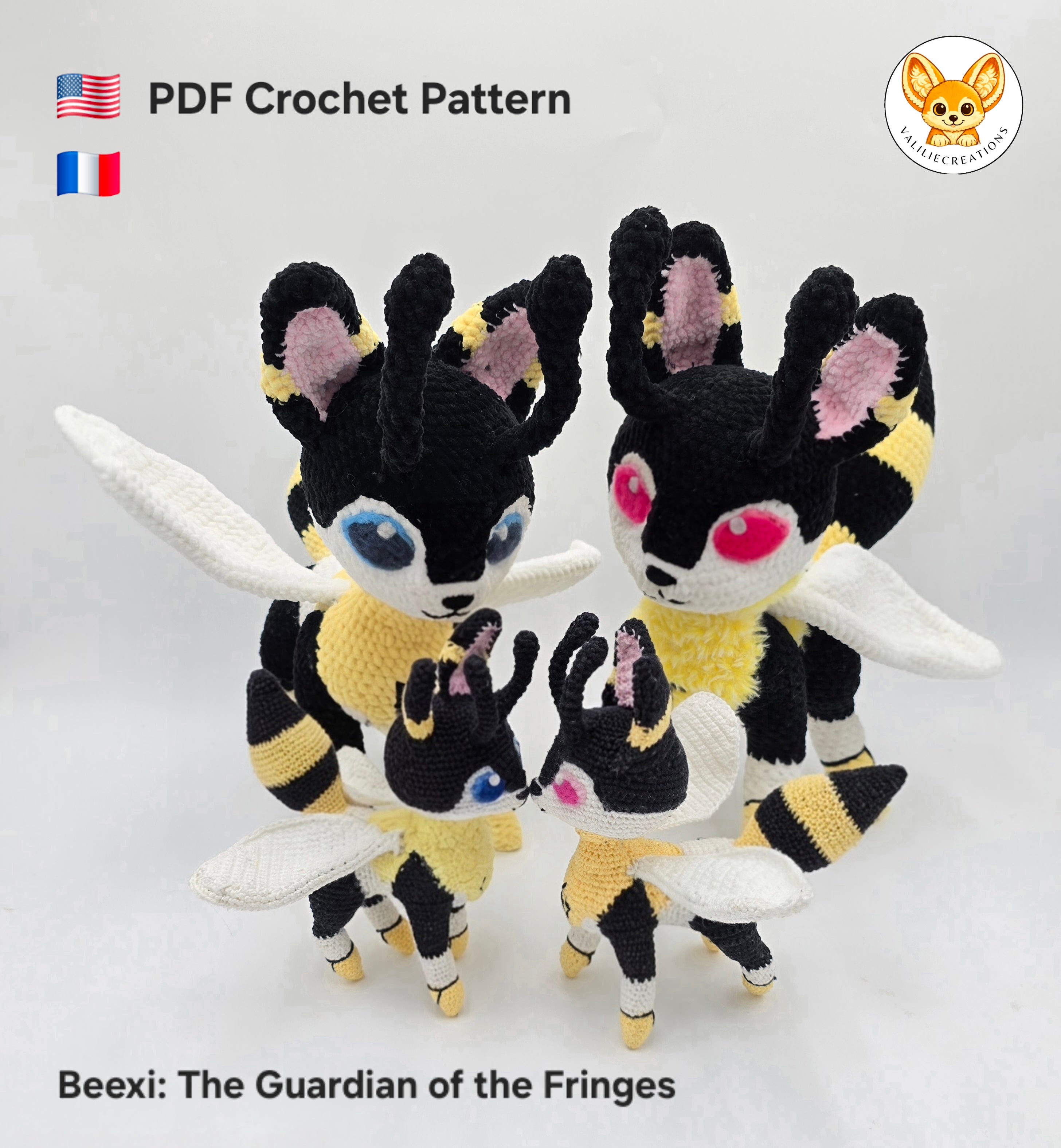 Beexi, the Guardian of the Fringes Crochet Pattern – Fantasy Fox Bee Amigurumi PDF