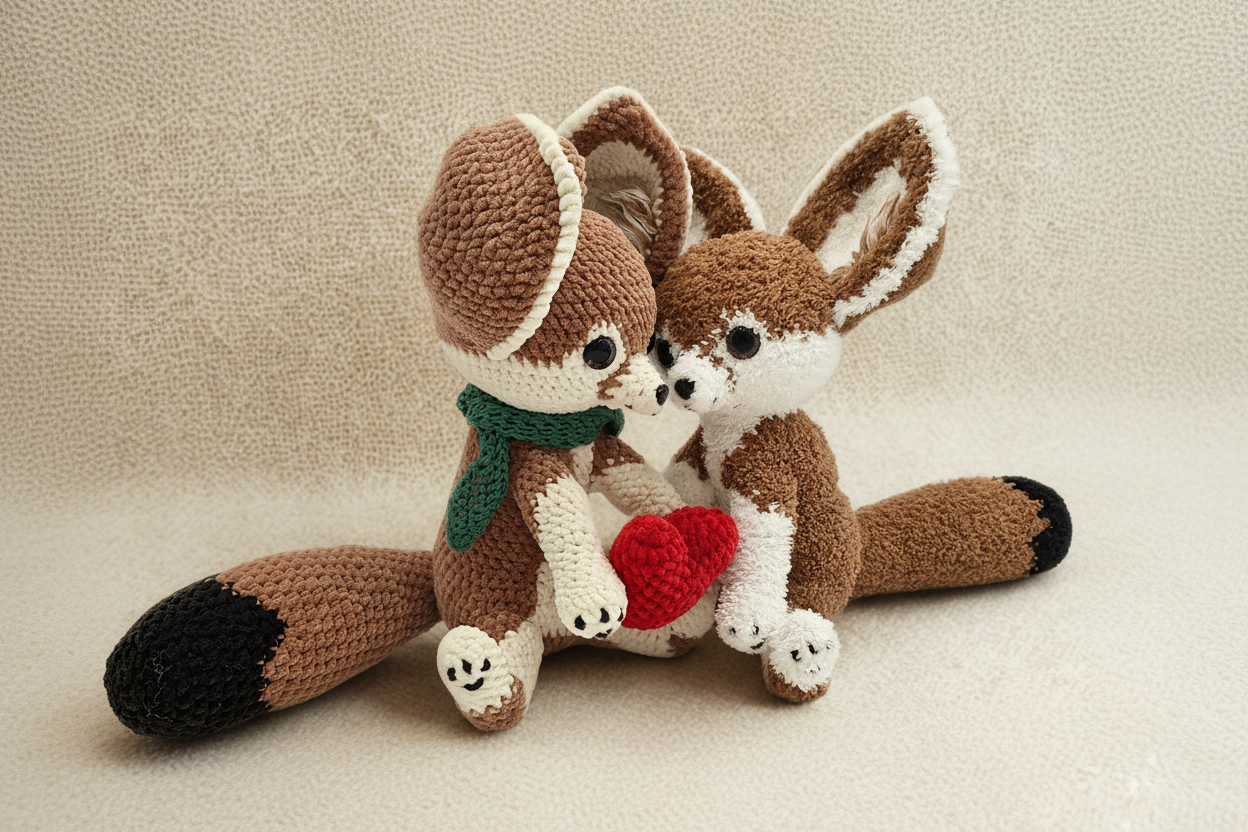 Deux renards en crochet complets