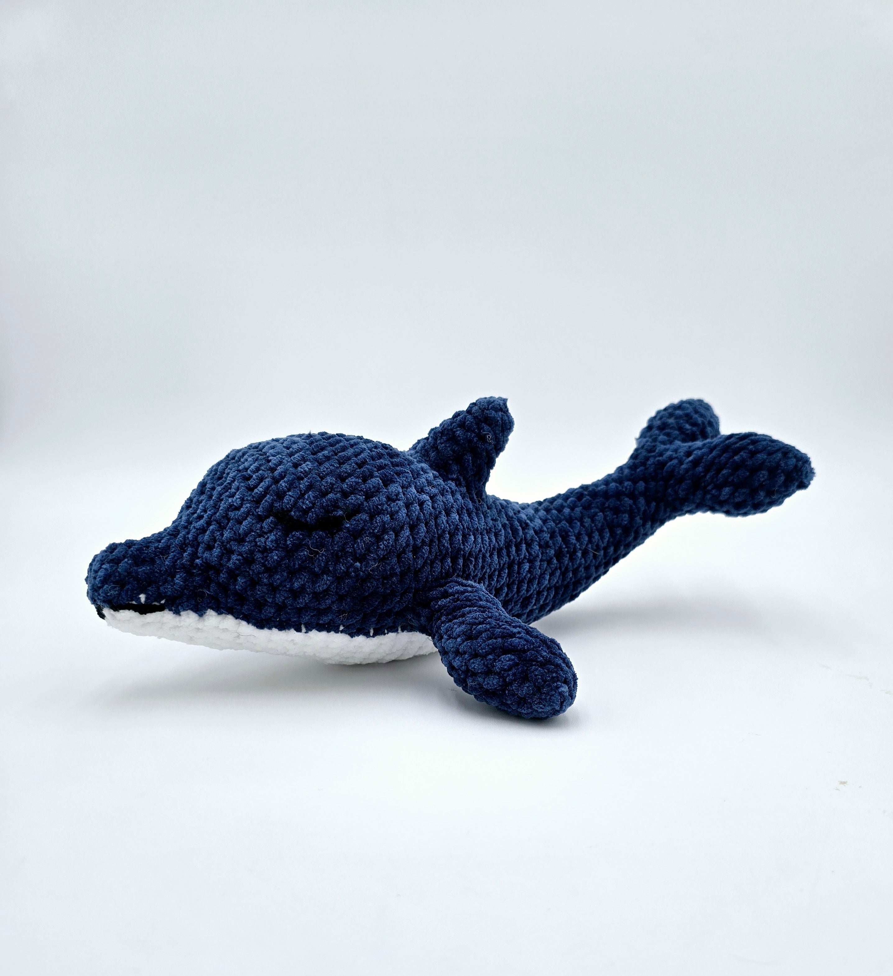 Finn the Dolphin – Navy Chenille Crochet Plush