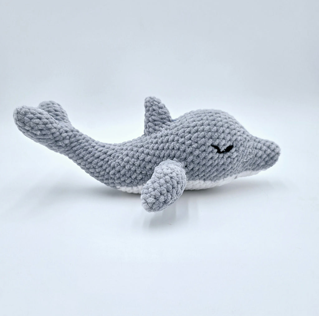 Finn the Dolphin Plush – Grey Chenille