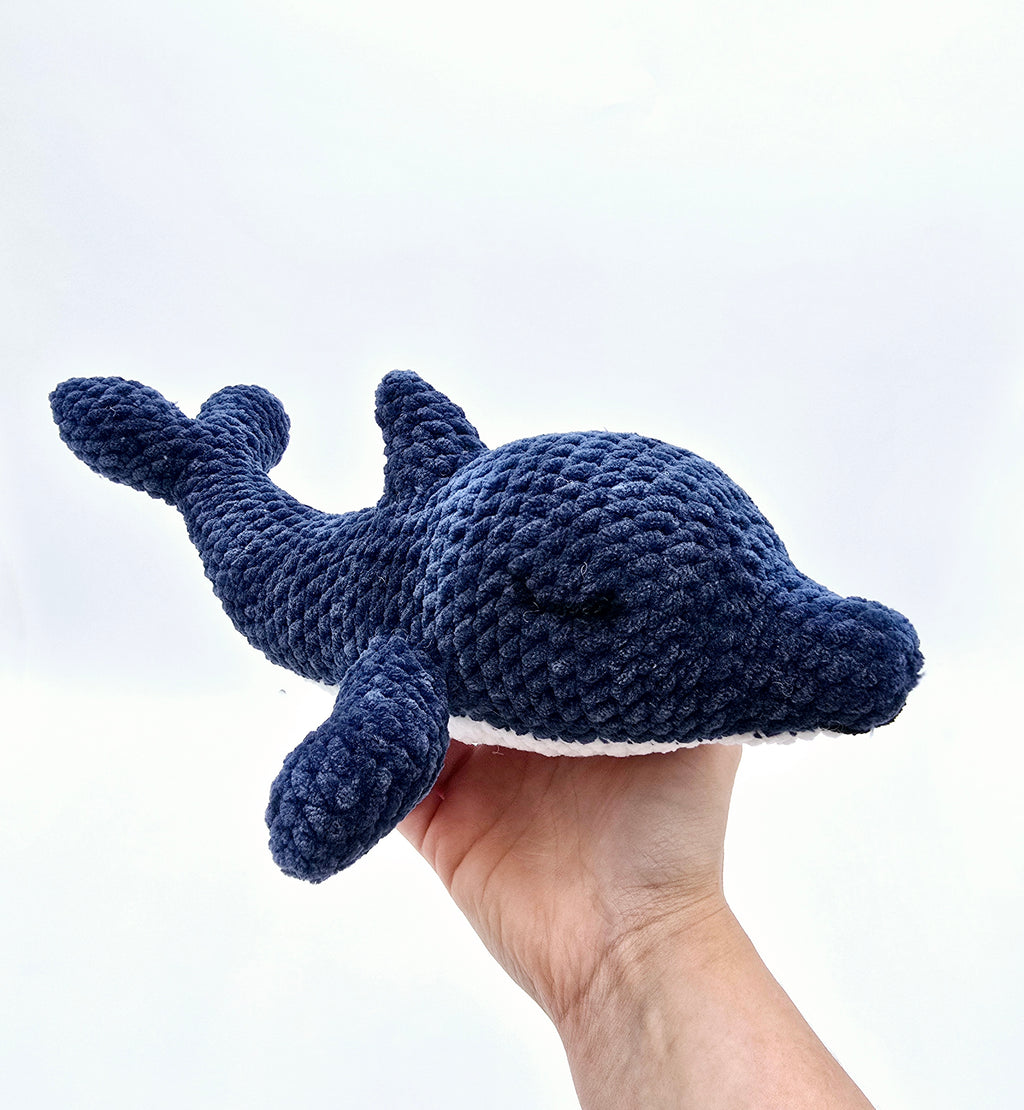 Finn the Dolphin – Navy Chenille Crochet Plush