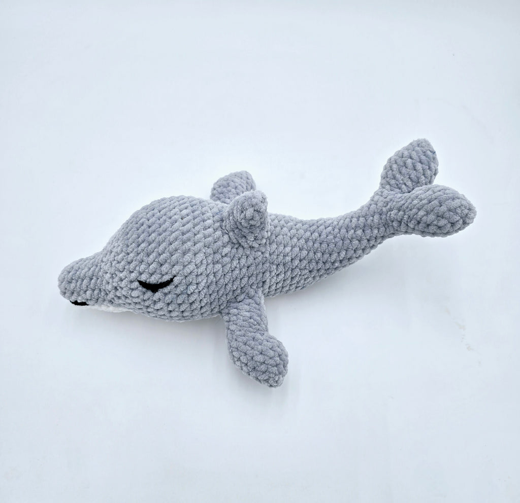 Finn the Dolphin Plush – Grey Chenille